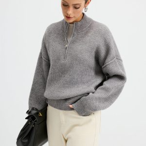 Wool Blend Half-Zip Sweater