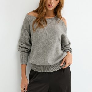 Reversible Cold-Shoulder Knit Top