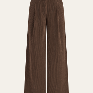 Corduroy Wide-Leg Pleated Pants