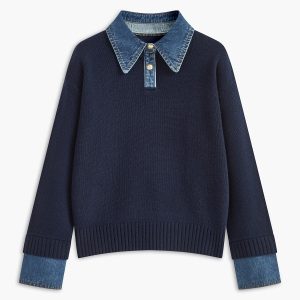 2 in 1 Panel Lapel Sweater