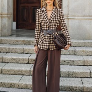 Houndstooth Belted Blazer