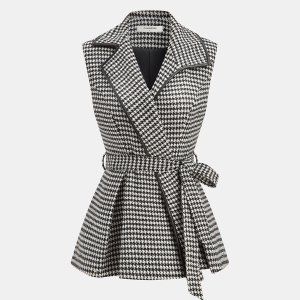 Houndstooth Tweed Belted Vest