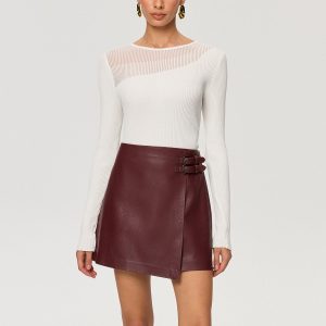 Sheer Panel Ribbed Knit Top