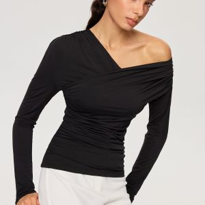 Off-Shoulder Ruched T-Shirt