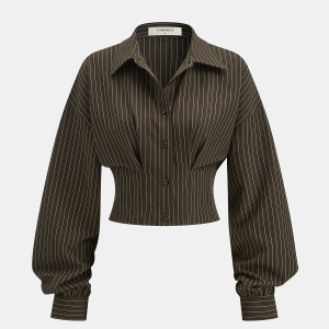 Cinched Waist Striped Shirt