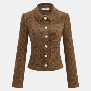 Scalloped Edge Tweed Lapel Jacket