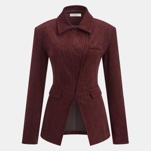 Collared Asymmetric Corduroy Blazer