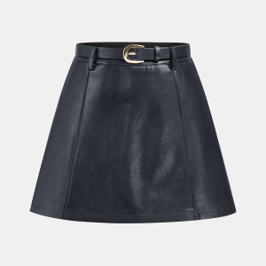 Belted Faux Leather Mini Skirt