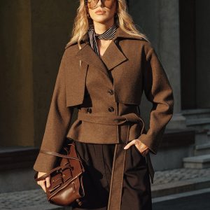 Belted Double-Breasted Tweed Coat