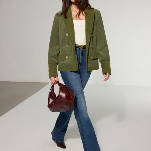 Corduroy Lapel Metal Button Blazer