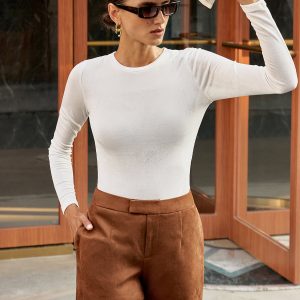 High-Waist Suede Effect Shorts