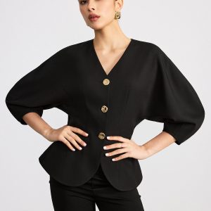 V-Neck Batwing Sleeve Blouse