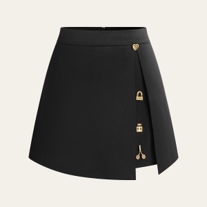 Asymmetrical Skort with Metal Decor