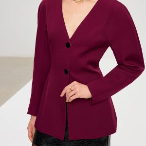 Puff Sleeve V-Neck Blazer