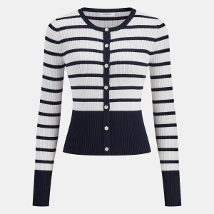 Striped Ribbed Knit Cardigan