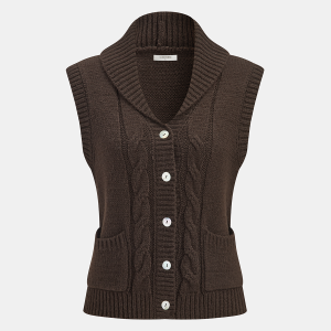 Cable-Knit Wool-Blend Collared Sweater Vest