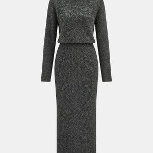 Wool-Blend Fuzzy Midi Dress