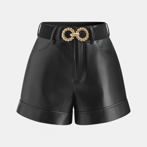 Belted Faux Leather Shorts
