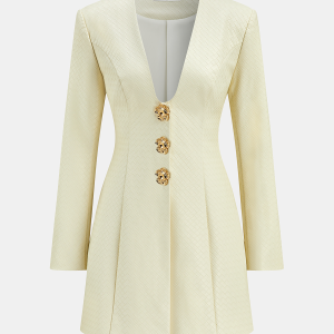 Floral Metal Button Faux Leather Mini Dress