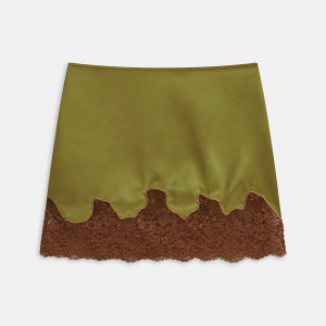 Lace Panel Satin Mini Skirt