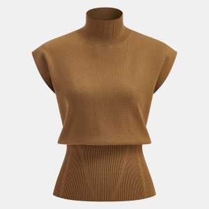 Knitted Cinched Top with Emphasised Shoulders