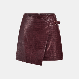 Crocodile Embossed PU Leather Mini Skirt
