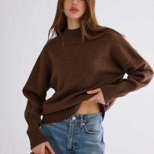 Oversized Drop Shoulder Crew Neck Sweater