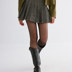Pleated Tweed Skirt