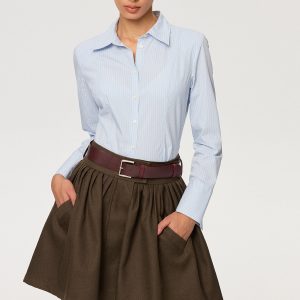 Belted Pocket Pleated Mini Skirt