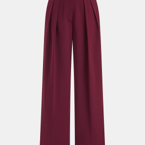 Mid-Waist Pleated Wide-Leg Pants