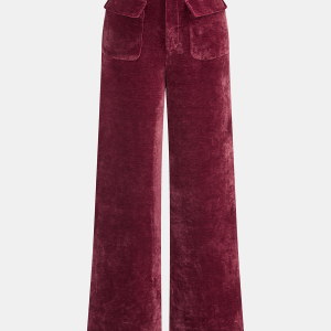 Velvet Pocket Straight-Leg Pants