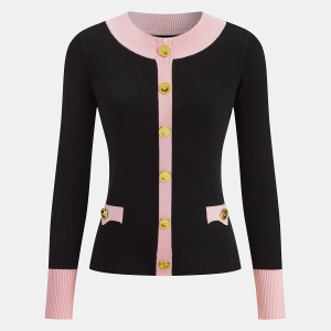 Contrast Trim Wool-Blend Knit Top