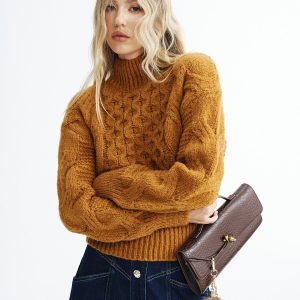 Cable-Knit Turtleneck Sweater