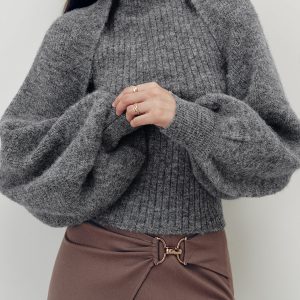 Wool-Blend Mock Neck Two-Piece Sweater Set