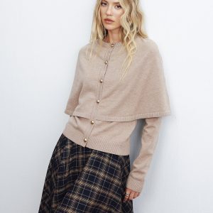 Layered Cape-Style Cardigan