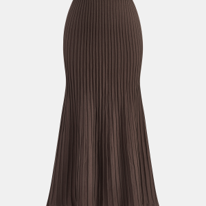 Textured Rib-Knit Mermaid Midi Skirt