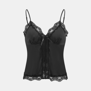 Lace Trim Satin Cami Top