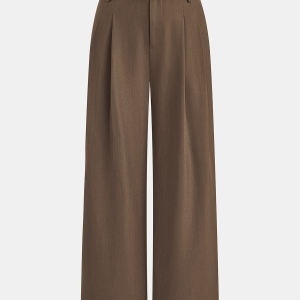 Belted Casual Mid-Waisted Pleated Pants