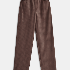 Faux Leather Woven-Patterned Pants