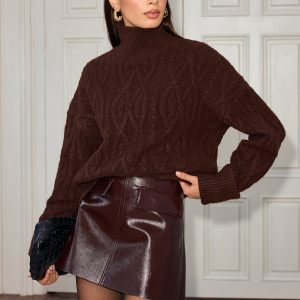 Cable-Knit Turtleneck Sweater