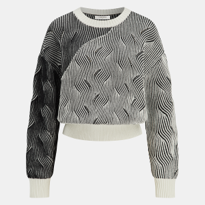Crew Neck Wave-Knit Sweater