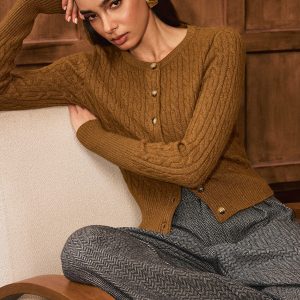 Button-Front Cable-Knit Cardigan