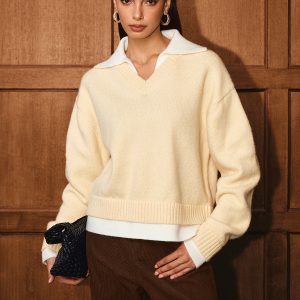 2 in 1 Polo Collar Layered Sweater