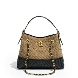 Two-Tone Woven Hobo Bag
