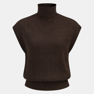 Turtleneck Cable Knit Sleeveless Vest