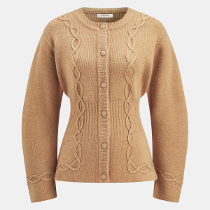 Cinched Waist Cable Knit Cardigan