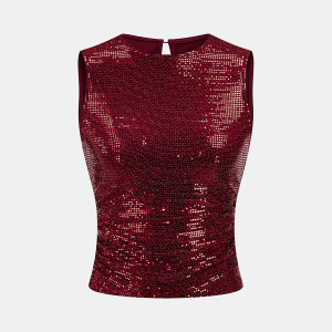 Sequin Ruched Sleeveless Top