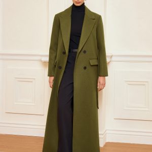 Double-Breasted Belted Long Coat