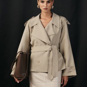 Wide Lapel Belted Trench Coat