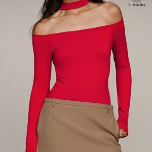 Bra-Free Off-Shoulder Choker Bodysuit